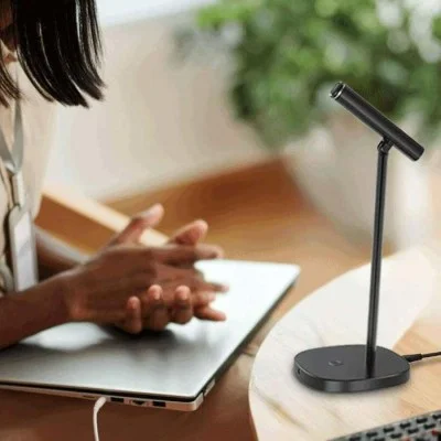 Porodo Desktop Tiltable USB Microphone with USB-C Data Cable - Black